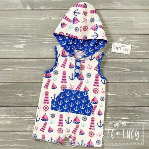 Pete + Lucy Pink Nautical romper size 3-6 months